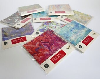 Origami paper with marbled patterns - 15x15cm - 42 sheets - kit 1