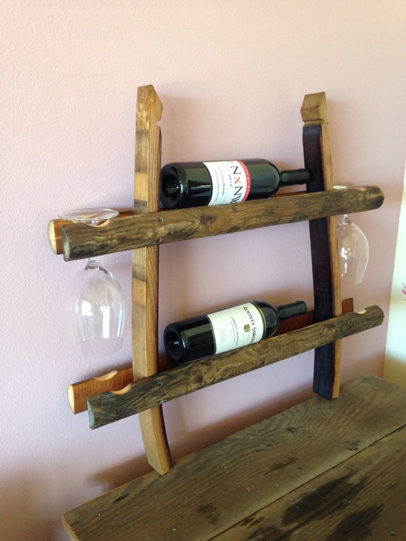 Wine Barrel Stave and Log Wine Rack HolderStorage by BarnwoodByTom