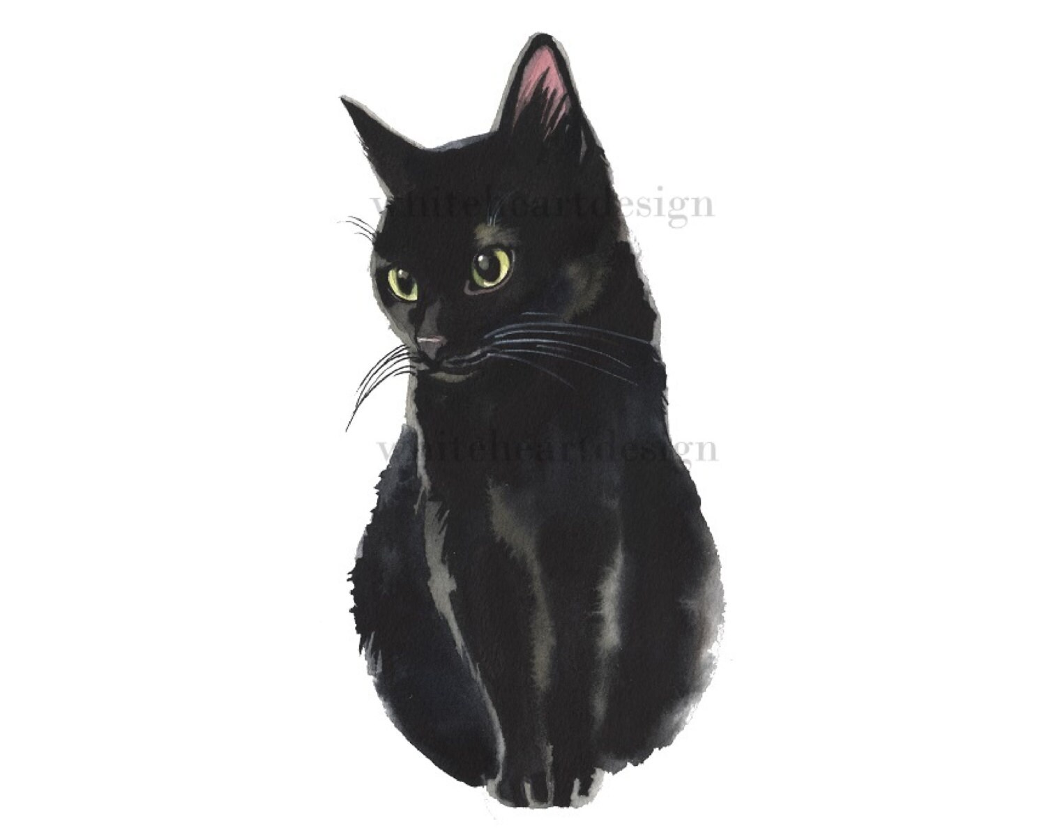 Download Black Cat Clipart Hand Painted Watercolor Digital Print Files