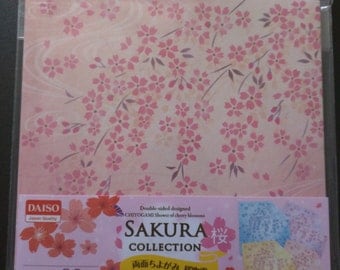 Japanese Sakura Cherry Blossom Chiyogami Paper Pack - 15 x 15 cm square - 4 differenrt patterns
