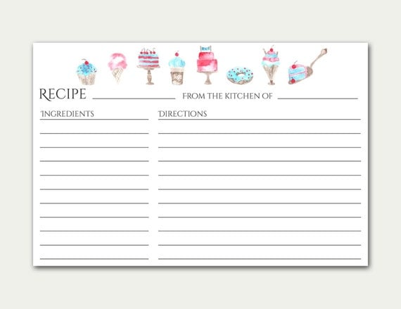 free dessert recipe card templates for microsoft word