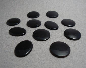 Black Onyx Buff-Top Cabochons, 11 pcs., DESTASH