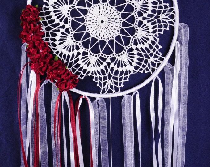 Dreamcatcher white Dream Catcher roses Dreamcatcher New Bordeaux Dream сatcher gift idea dreamcatchers boho dreamcatcher wall handmade gift