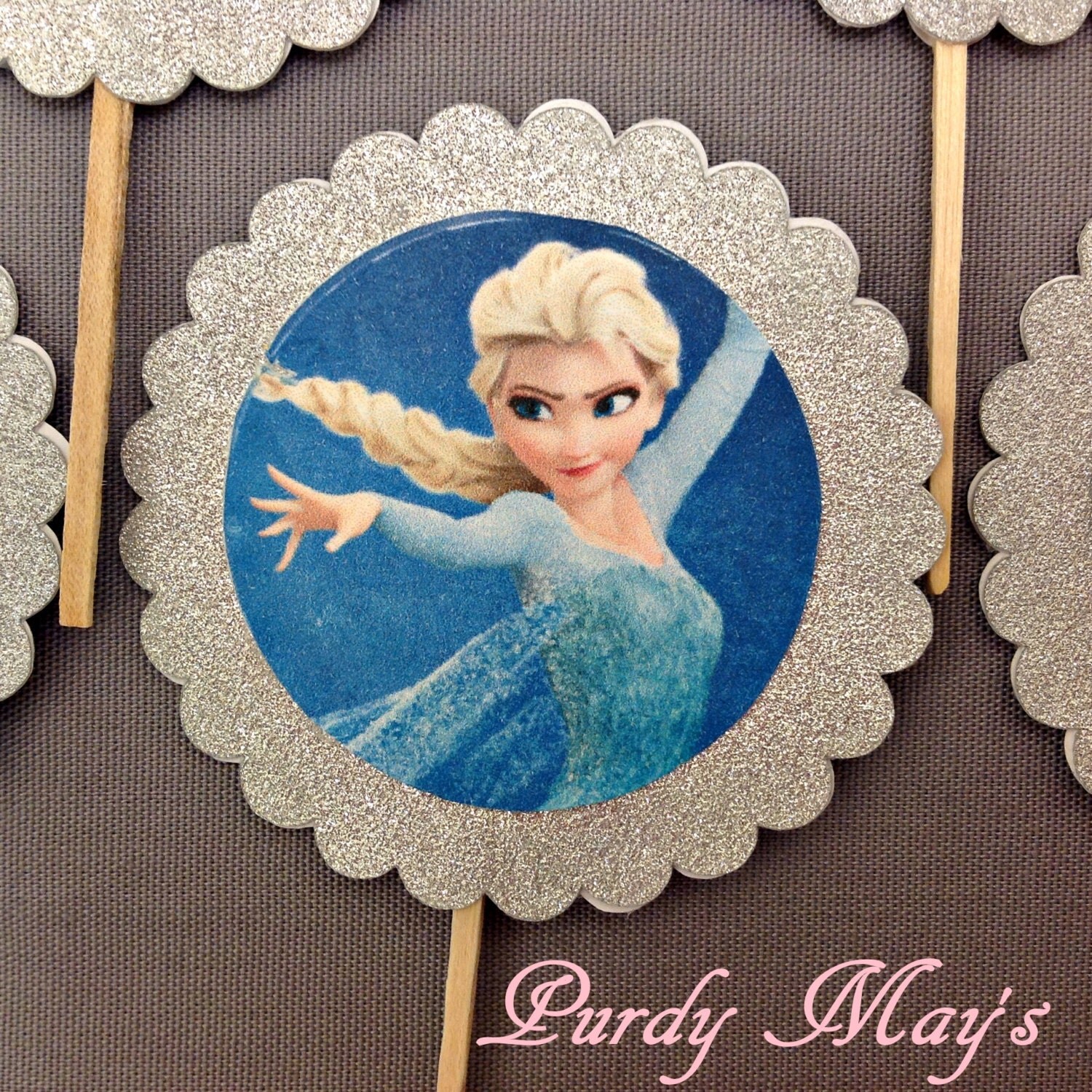 Frozen Cupcake Toppers Elsa Cupcake Toppers Frozen Glitter