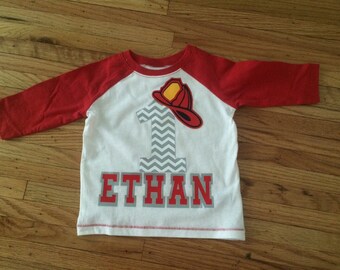 Firefighter Birthday Shirt! T shirt perfect for a fire themed birthday party personalized with name!