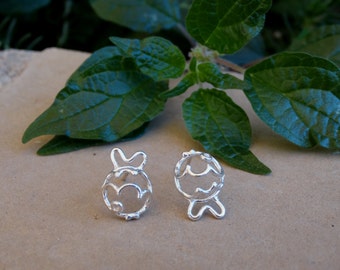 Silver fish earrings, Fish earrings, Sterling silver earrings, Silver stud earrings, Fish studs, Silver girl earrings, Gifts for her, Fish