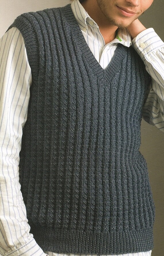Mens Textured Vest, Knitting Pattern. PDF Instant Download. from ...