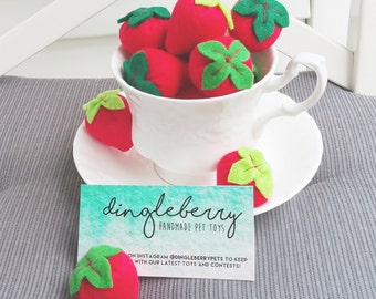3 CATNIP STRAWBERRIES - Catnip Cat Toy, cat toy, catnip toy, catnip strawberry, strawberry