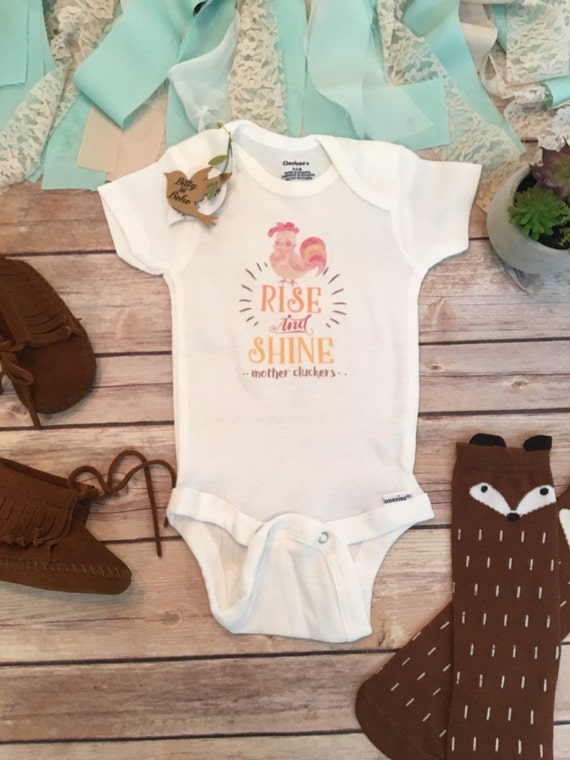 Rooster Onesie® Baby Shower Gift Cute Baby Clothes by BittyandBoho