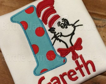 Dr Seuss Cat in the Hat birthday design 1st birthday embroidery file machine applique design Instant Download Applique Design Dr Suess