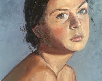 Allaprima Original Portrait in Oil Painting Portrait, impressionist style, female portrait painting, figurative art