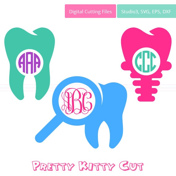 Dentist Tooth SVG Monogram Frames instant download cut file