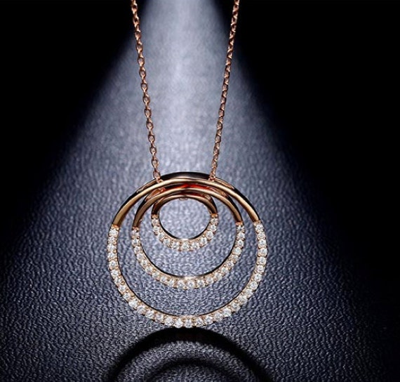 3Pcs Circles Necklaces 18K Rose And White by Everythingbutjewels