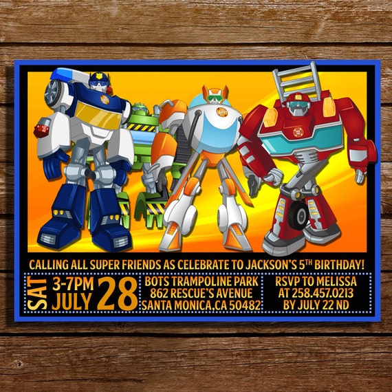 Rescue Bots Birthday Invitation-Transformers by CoralPartyDecor