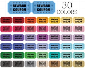 Reward Coupon Clipart, Ticket Clip Art, Coupon Clipart, Carnival Tickets, Movie Tickets, Reward Coupons, Vintage Tickets Clipart