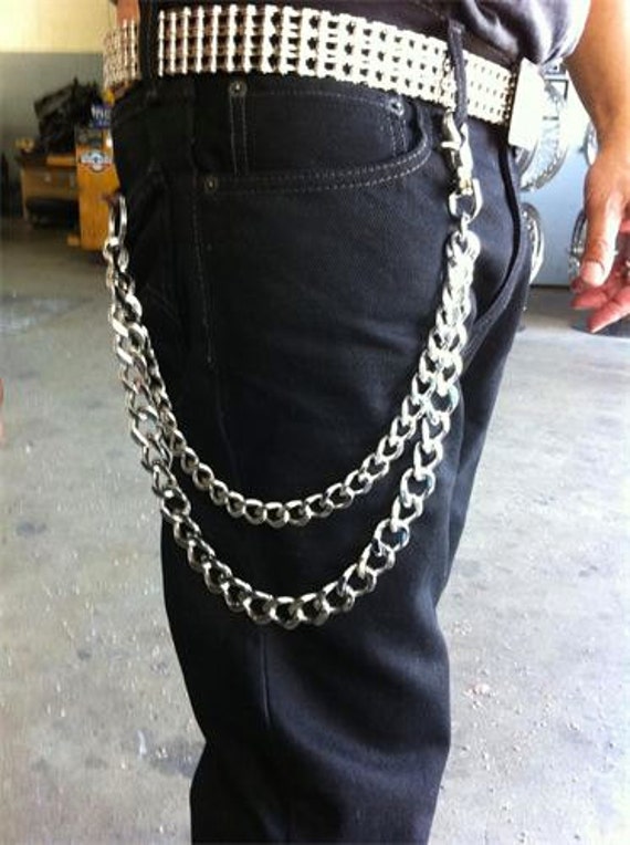 Men&#39;s double wallet chain
