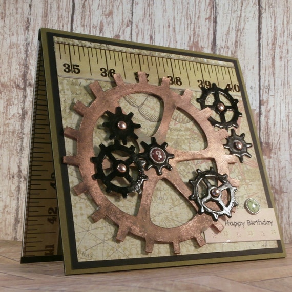 Birthday Card / Handmade Card / Masculine Card / Steampunk