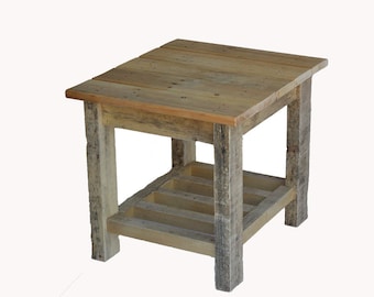 red modern rustic end tables