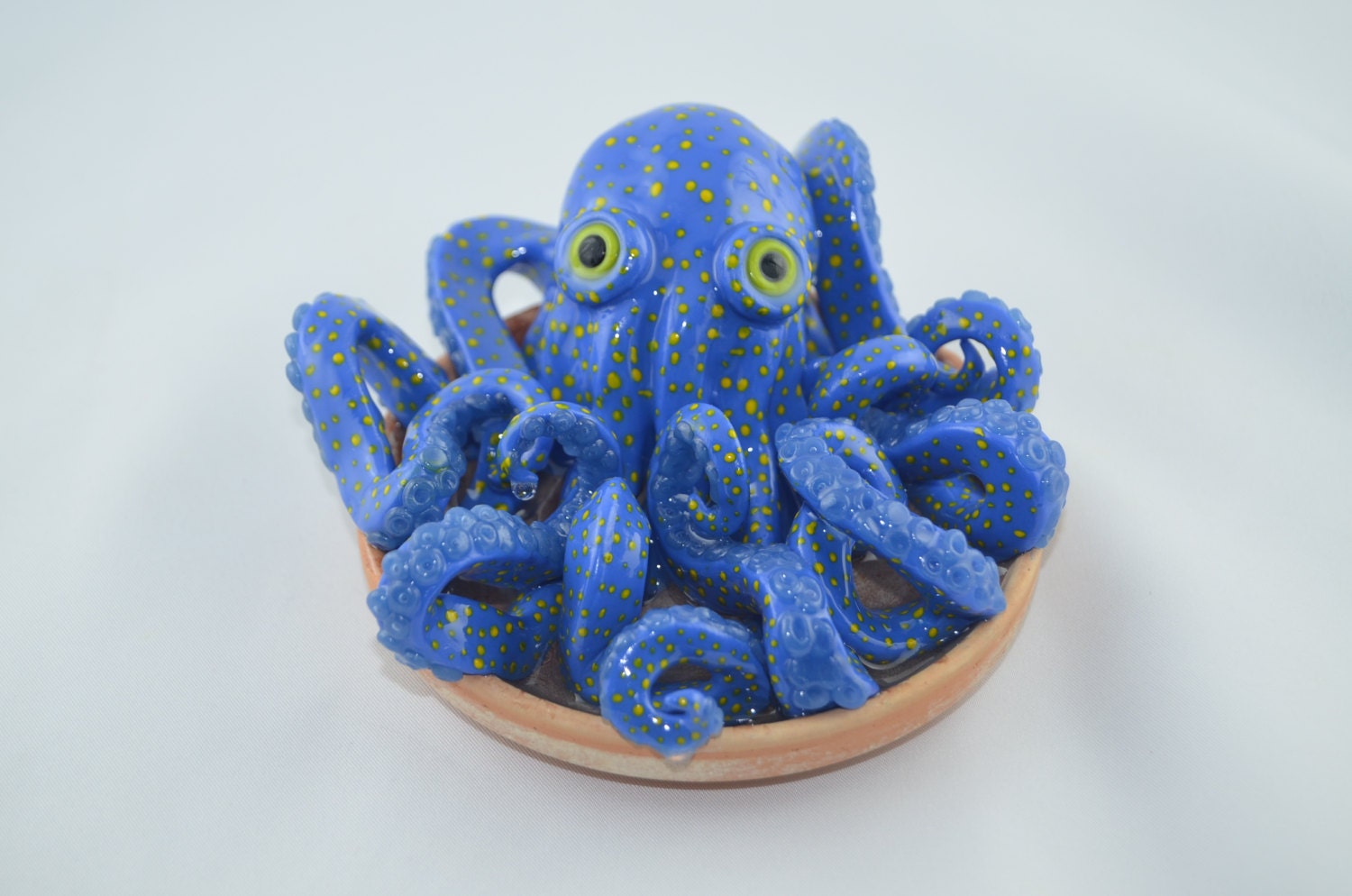 blue octopus in resin clay octopus figurine octopus