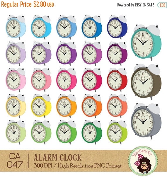 Alarm Clocks Clipart Instant Download by Missbethart on Etsy
