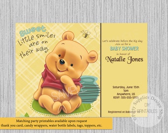 20 Winnie the Pooh Baby Shower Invitations with envelopes