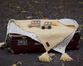 Lightyellow + GIFT/ Wool baby blanket /Newborn blanket /Knit baby blanket / Baby wrap / Summer baby blanket / Two side blanket/ Newborn gift