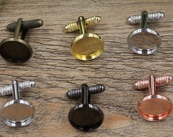 20pcs Cufflinks, Blank Cufflink tray, French Cufflinks,Metal Plated Cufflink,Inside Demension 12mm,14mm,16mm,18mm,20mm Cufflinks (06072)