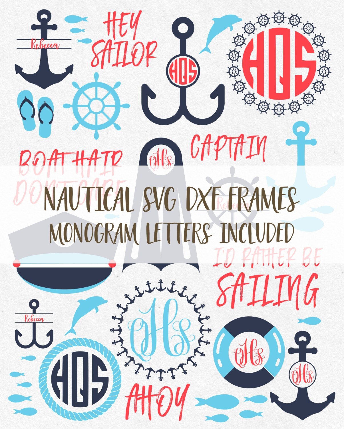 Download Nautical Svg Monogram Frames Summer svg Nautical Files Anchor