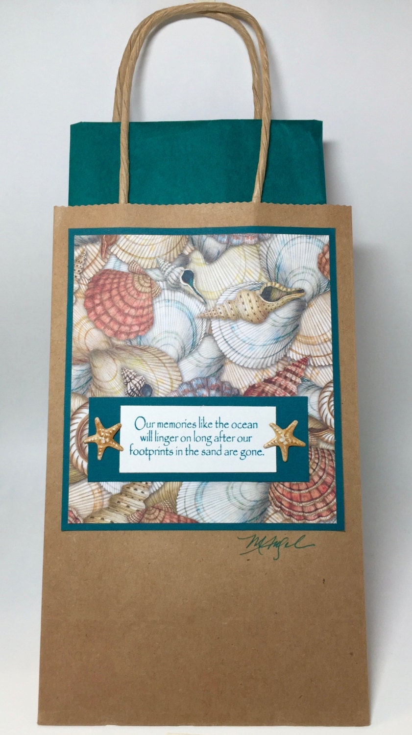 Seashell Gift Bag Shells Starfish Ocean Nautical