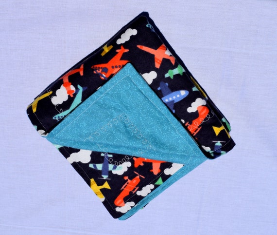 Airplane Print Soft Flannel Receiving Blanket