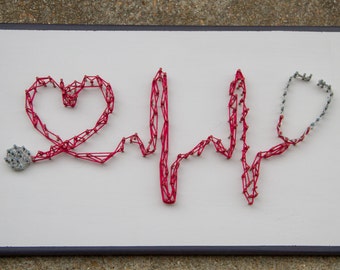 Stethoscope, Heart, String Art, Medical, Healthcare Decor