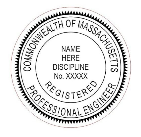 Custom Round Professional Engineer Massachusetts Stamp Style6