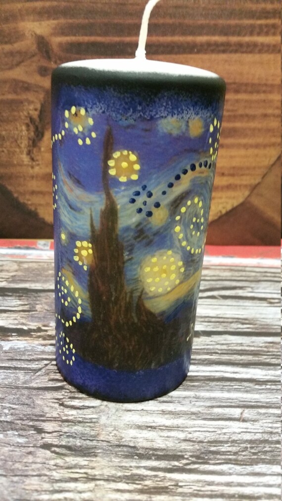 Starry Night Wax Pillar Candle EMBELLISHED
