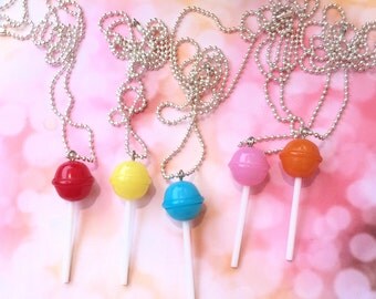 Dum dum necklace, lollipop necklace, candy jewelry, fake food jewelry/ sucker jewelry/ sucker necklace/ food jewelry/ kawaii/ candy necklace