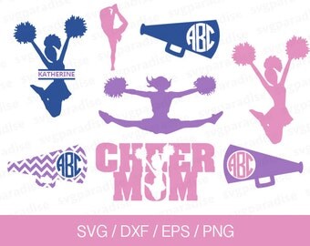 Cheerleader Svg, Monogram Frame Svg, Cheerleading Svg, Cheer Cut Files, Svg, Eps, Dxf, Png use with Cricut & Silhouette