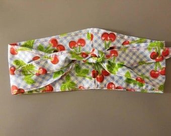 Pin - up - rockabilly - Retro - vintage - cherries - cherry - gingham - wide - Rosie - riveter - style - hair tie