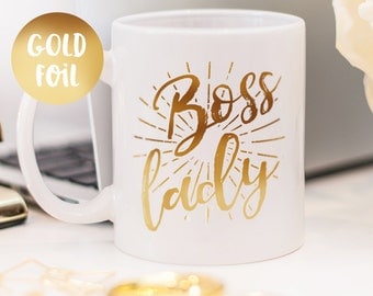 Boss lady mug, Gold foil mug beautiful gift for her