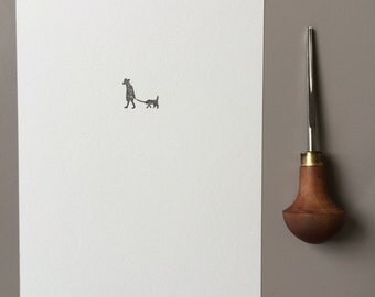 The walk - limited edition handprinted linoprint