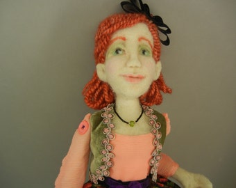 Art Doll, Penny: Needle Felted Wall Doll