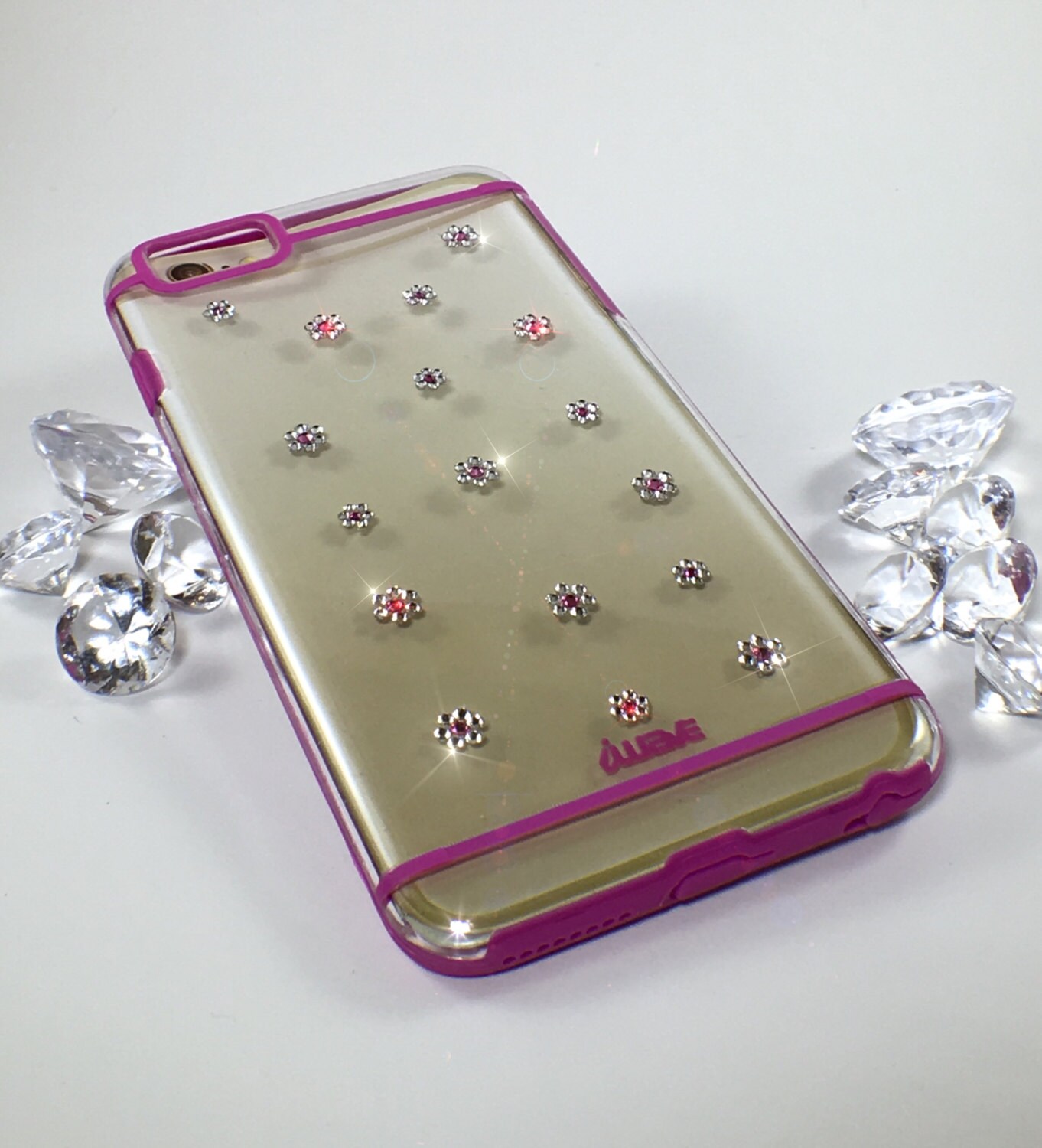 Custom Pink Flower Swarovski Crystal Iphone 6S/ 6S Plus case