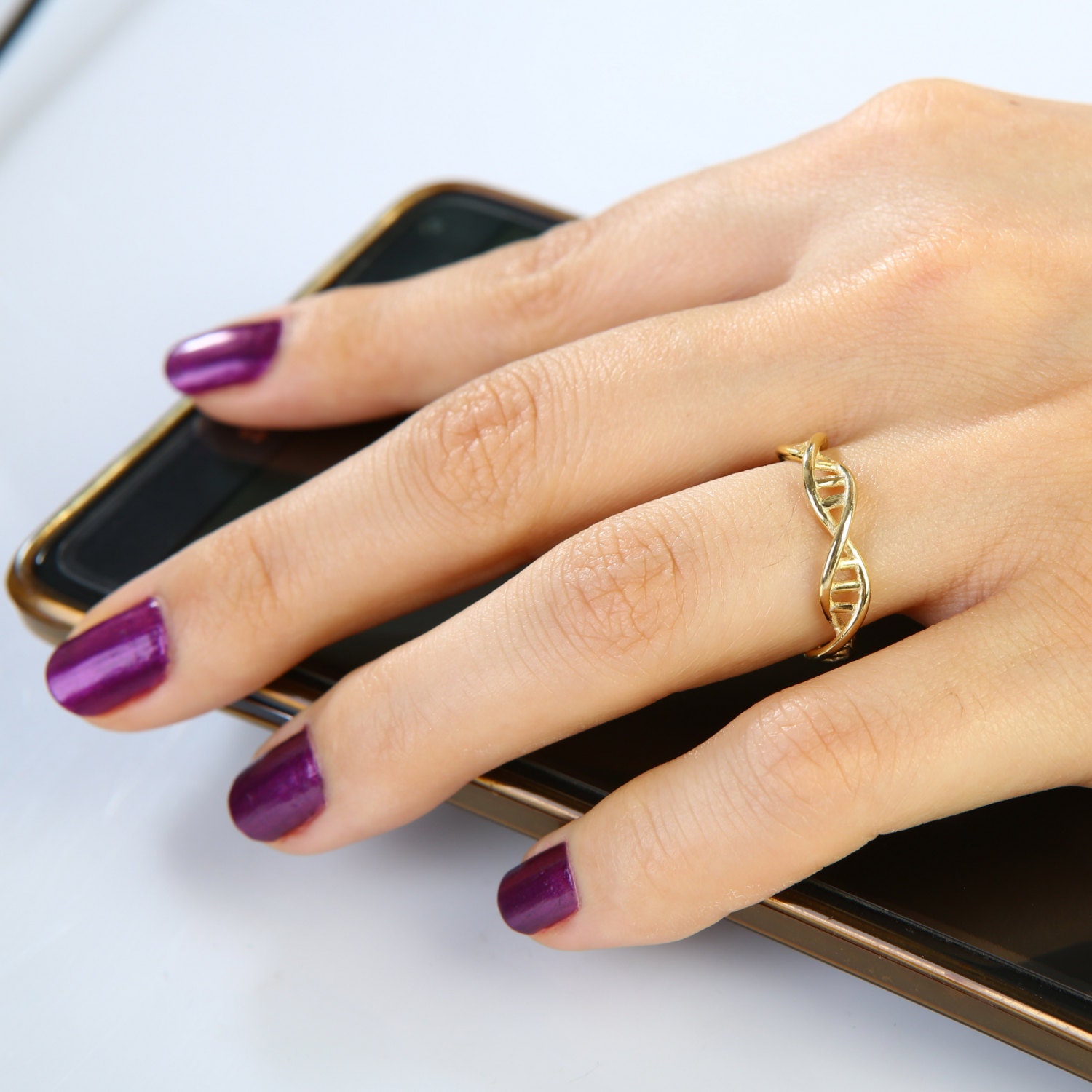 Sterling SilverGold DNA Ring Science jewelryBiology