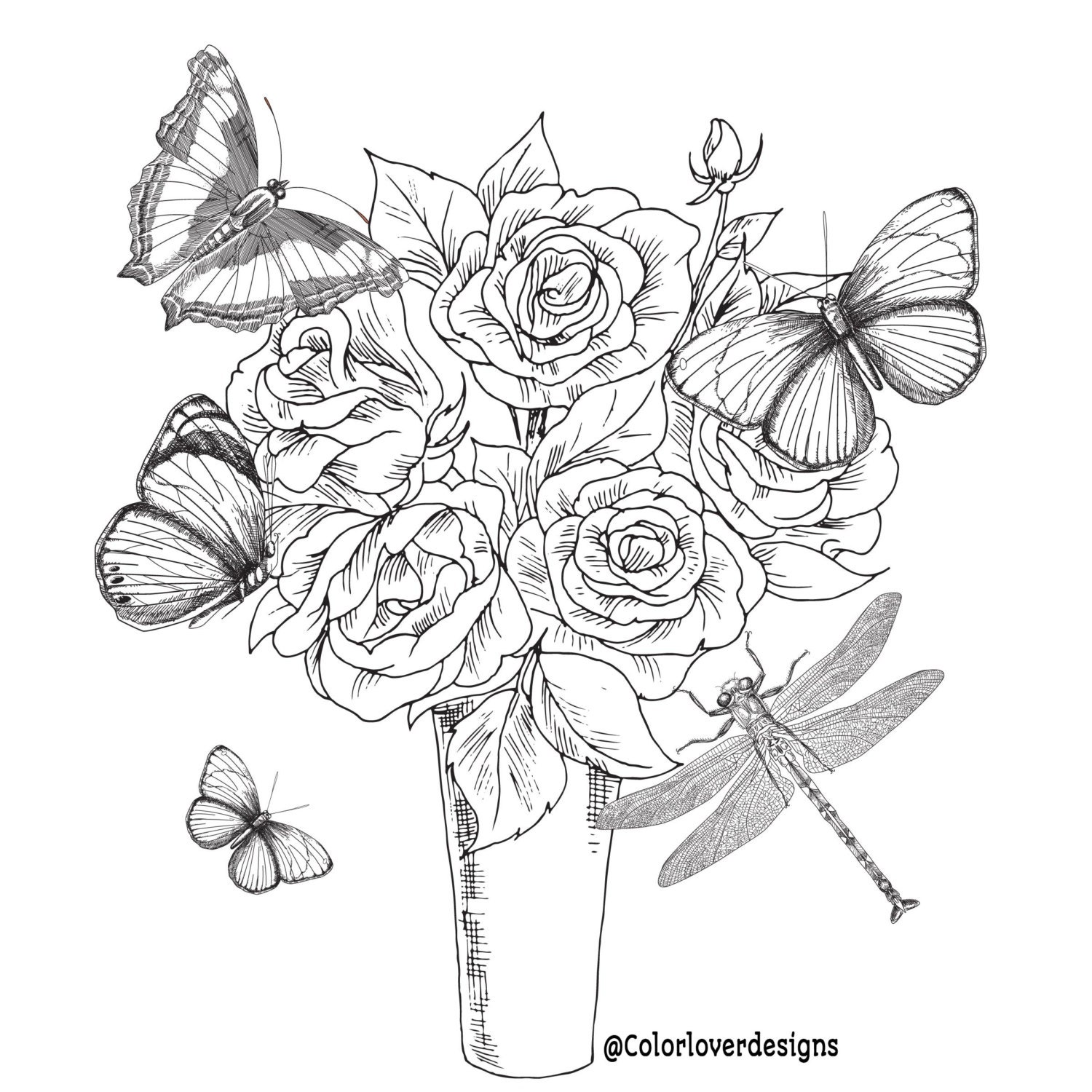 Printable Coloring Page Flowers Stress Relieving Patterns