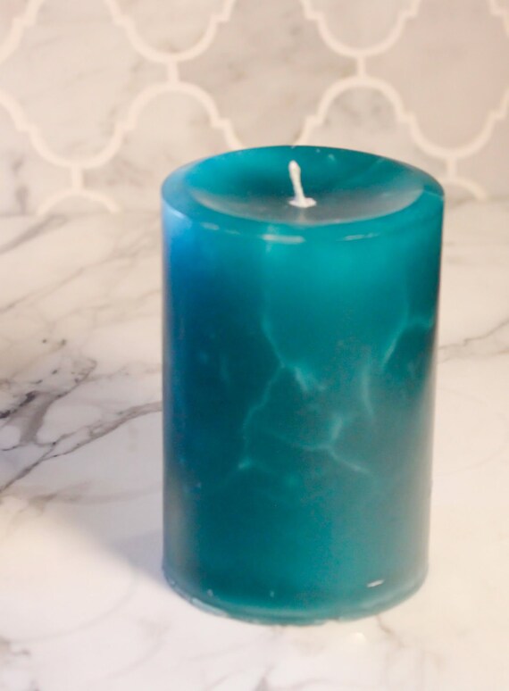 Aqua Pillar Candle by MichelleLeanneCandle on Etsy
