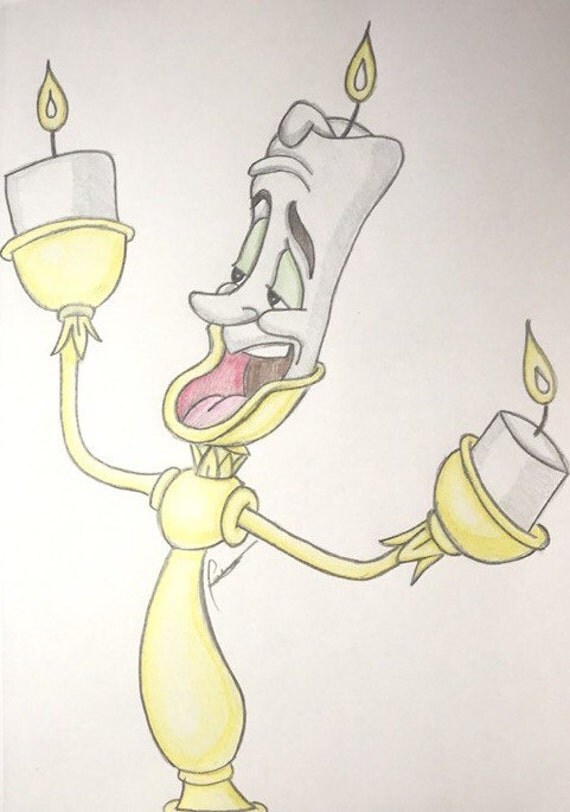 Disney Drawing Lumiere by DisneyDrawingsByTom on Etsy