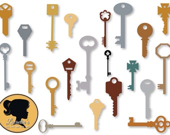 Key design Svg pack - Antique Key SVG file collection - (zipped .eps .pdf .dxf .svg and .studio file) vector cutting files