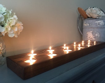 Farmhouse tealight holder, Rustic Wood Tealight Centerpiece, Wedding Centerpiece, Table Centerpiece, Farmhouse Candle Holder, Rustic Tealigh