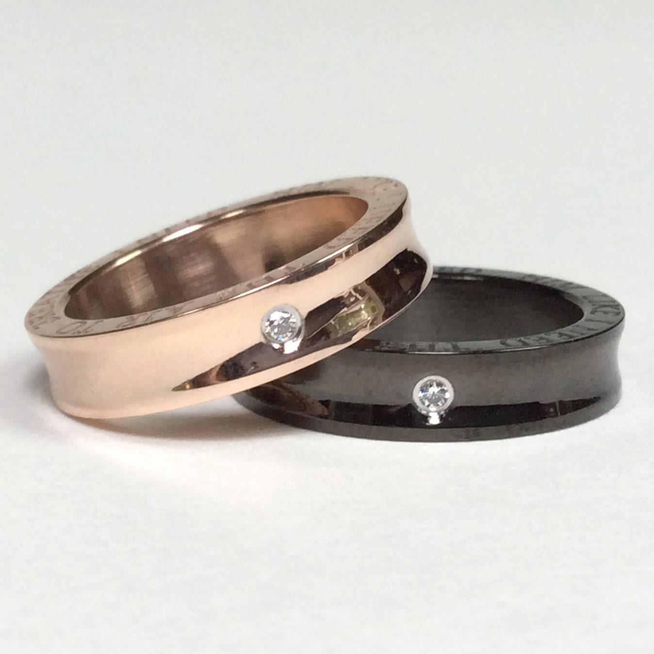 2 Pcs Personalized Titanium Steel Rings For Couples By Hannahhshop 8068