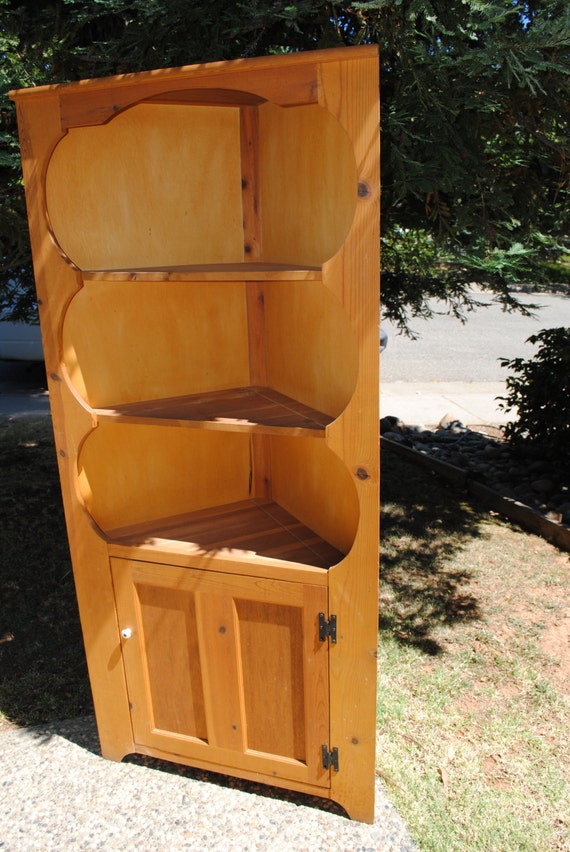 Items similar to Vintage Corner Cupboard, Knotty Pine on
