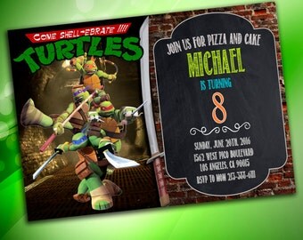 TMNT, Teenage Mutant Ninja Turtles Invitation, Ninja Turtles birthday