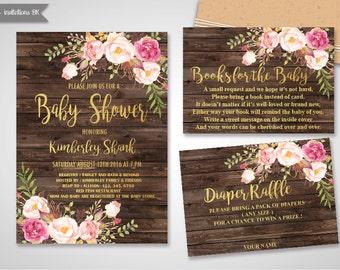 Baby Shower Invitation Girl, Baby Shower Invitation,Gold Foil Baby Shower Invite,Printable baby shower invite,Girl and boy baby shower set